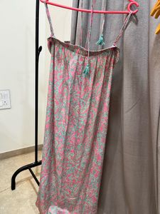 Paisley Print Tie-Front Slip Dress