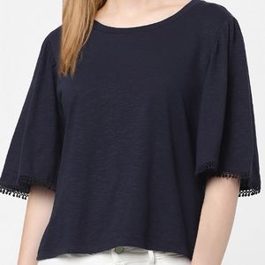 Blue Round Neck Top