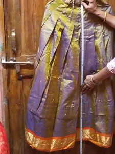 1-TimeUsedGirls Grey&amp;Orange Lehenga-PattuPavada