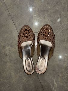 Sparkly Bronze Mules