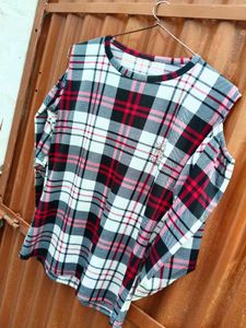 Plaid Cold Shoulder Top