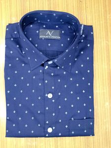 Navy Diamond Print Button-Down Shirt