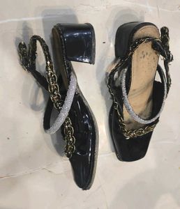 Black Embellished Mules