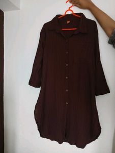 Brown Button-Down Tunic