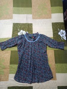 Dark Green Floral Top