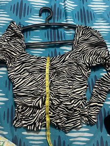 Zebra Print Long Sleeve Top- Dividend