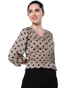Buy beige &amp; Black Polka Dot print Top