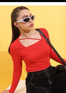 Chic Red Long Sleeve Top