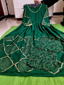 Green Printed Kurta Set