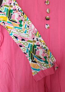 A-line Pink Beautiful Cotton Kurta