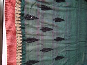 Party Wear Green &amp; Maroon Saree With Blouse