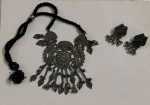 Black Polish Oxidise Jwellery Set
