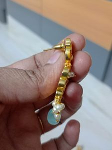One Gram Gold Plated Earrings With Monalisa Beads