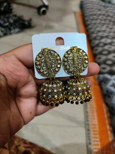 Colourful Jhumka With Stone