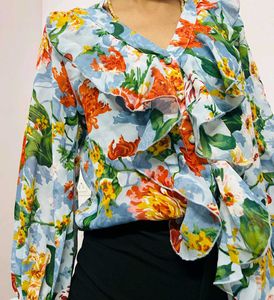 Casual Flower Print Top Berry Lush