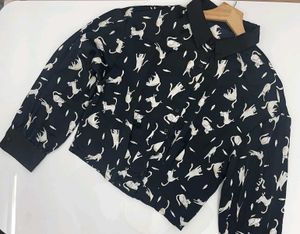 Cat Print Long Sleeve Shirt