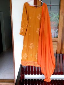 Orange Embroidered Salwar Kameez Pant Suit