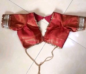 Banarasi Padded Plunge Drawstring, Lace Work Blous