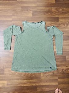 Sage Green Cold Shoulder Top