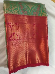 Elegant Green &amp; Red Saree