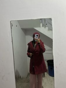 Maroon Winter Coat with Beanie