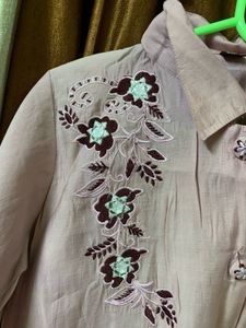 Embroidered Linen Cord Set