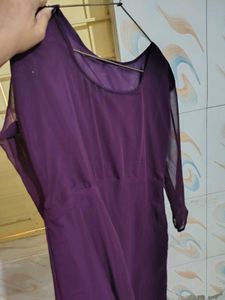 Purple Ethnic Gown Kurti With Dupatta