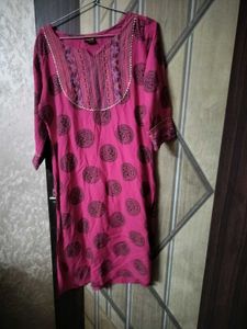 Pink Printed Kurta with soft net Dupatta