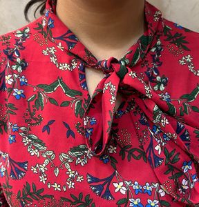 Floral Tie Neck Blouse