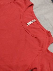 Coral Cold Shoulder Top