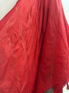 Red Dupatta with Gold Detail