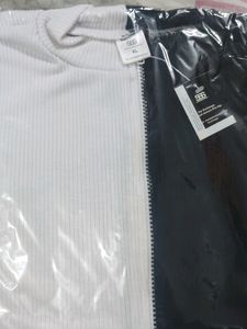 Black White Dual Tone Ribbed Crop Top