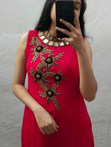 High Neck Mirror Work Kurti