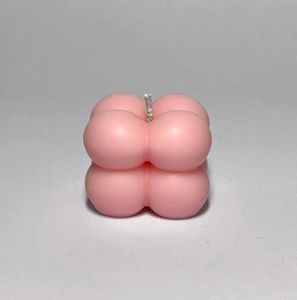 2 Handmade Pink Bubble Candle