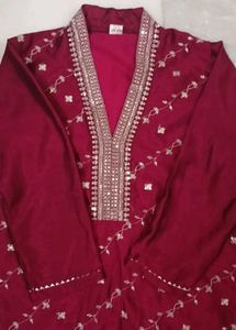 Maroon Embroidered Kurti