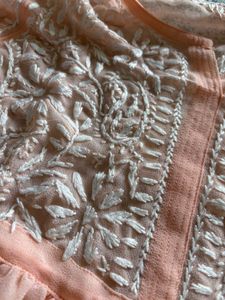 Peach Chikankari Kurti