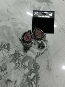 Cute Silver Tone Drop Ethnic Earrings