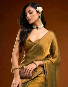 Elegant Olive Green Saree