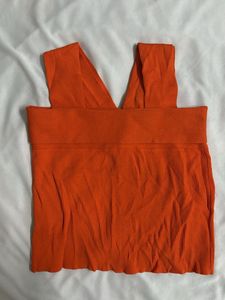 Orange Ribbed Tank Top