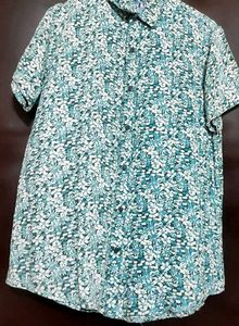 Sea Green Floral Print Shirt For 40 Chest