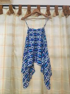 Blue &amp; White Spaghetti Strap HandkerchiefTop
