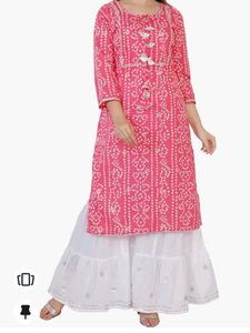 Pink Bandhani Print Kurti With Sharara