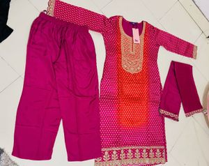 Libas Pink Embroidered  Kurta Set