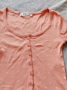 Cute Peach Button-Up Top