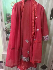 Red Embroidered Kurta Set