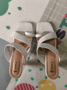 White Criss-Cross Heeled Sandals