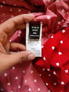 SHEIN Confetti Heart Print Flounce Sleeve Dress
