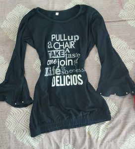 Y2k Black Bell Sleeve Top