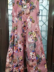 Floral Midi Dress Frock Without Sleeves