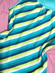 Mulit Coloured Sleeveless Top With Slant Strips